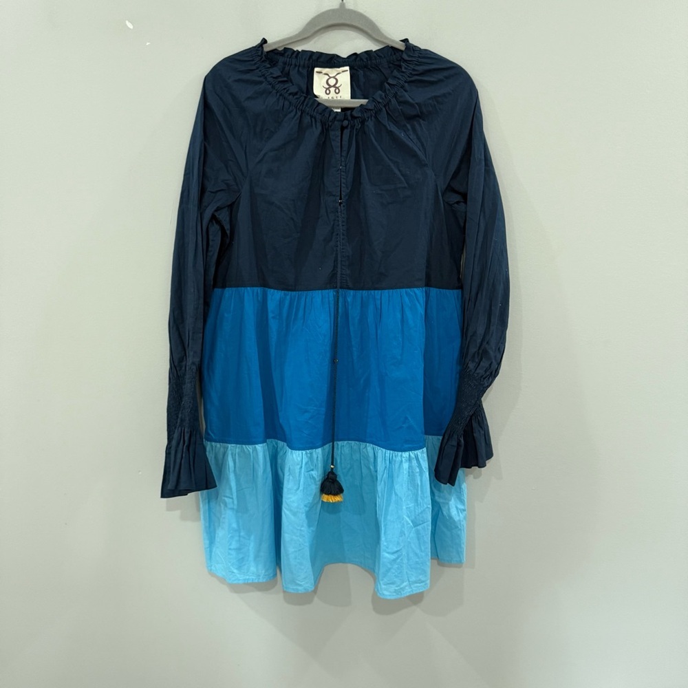 Figue Dress Bella Mini Tiered in Colorblock Blue - Picture 4 of 7